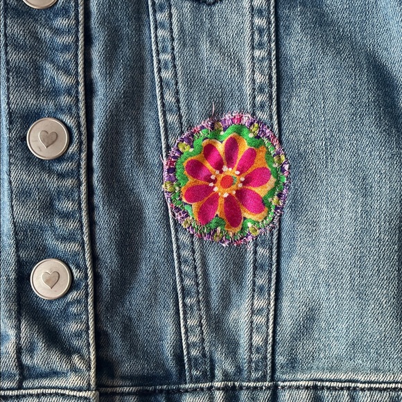 Kids Denim Jacket with Colorful Patchwork - Picture 4 of 9